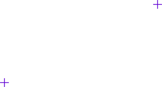 Black background with two purple crosses in the top left and bottom right corners.