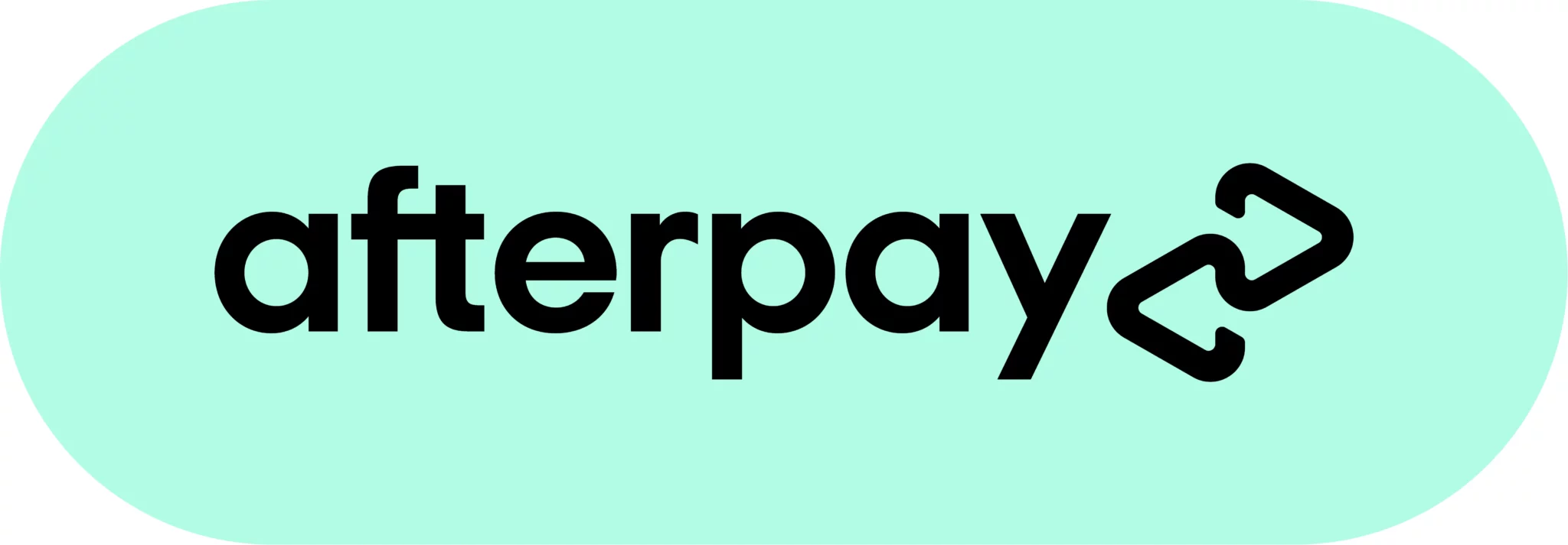 Black "afterpay" text with a stylized arrow logo on a light green background, symbolizing seamless connecting systems and business growth.