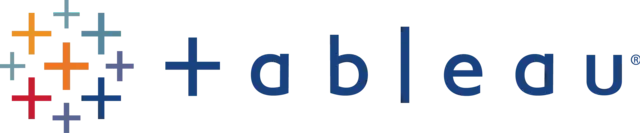 The Tableau logo features a vibrant multicolored data grid symbol on the left and the word "tableau" in sleek blue lowercase letters, embodying seamless business growth through sophisticated data integration.