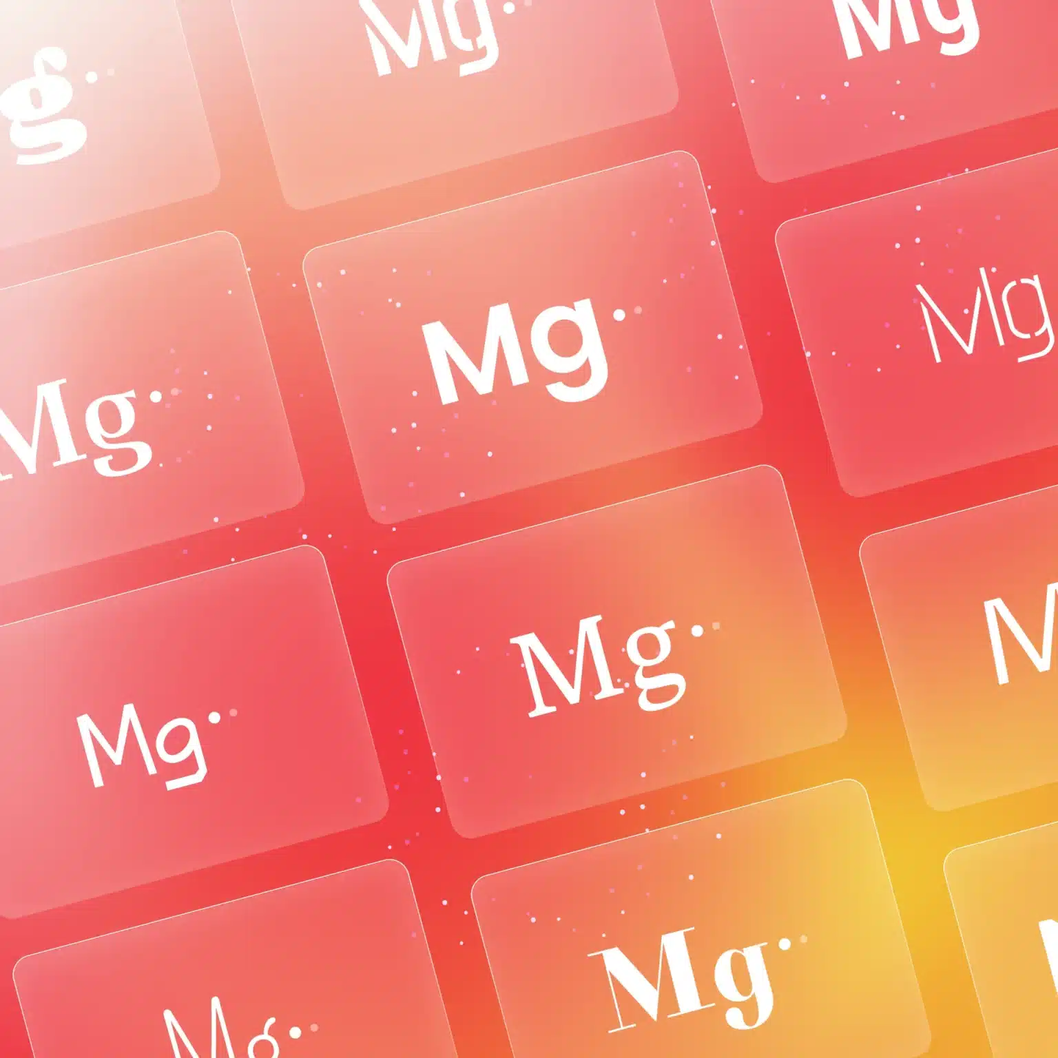 Multiple red-tinted squares display the chemical symbol "Mg" with white dots, arranged in a grid on a gradient background—perfect for showcasing custom fonts or exploring ways to add fonts in WordPress projects.