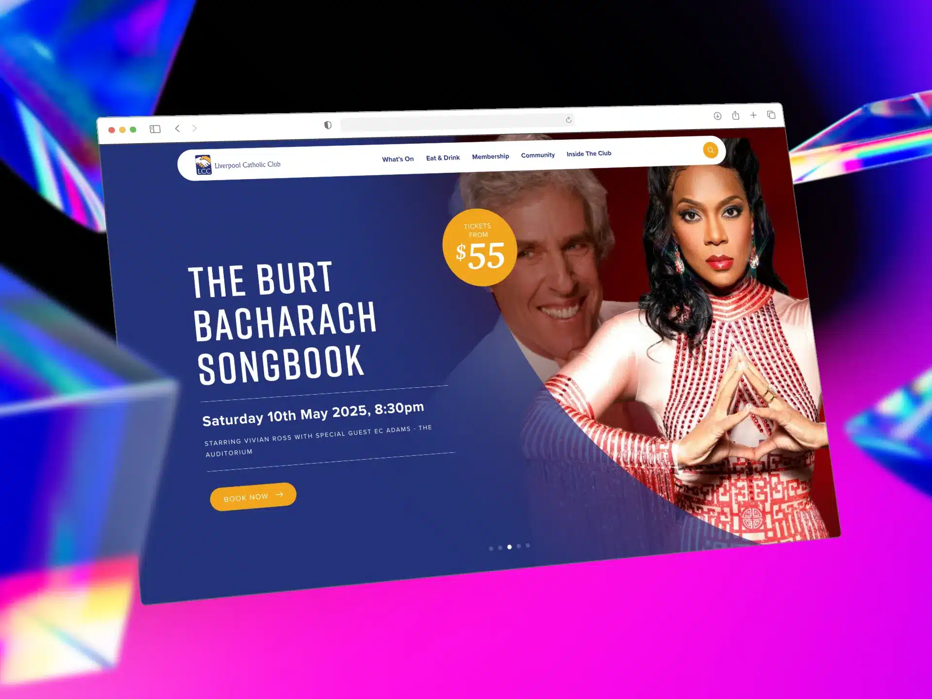 Experience "The Burt Bacharach Songbook" concert at Liverpool Catholic Club on Saturday, May 10, 2025. Tickets are $55 for an unforgettable night with two talented performers. Explore our new website by Spark Interact and click "Book Now" to secure your seats!.