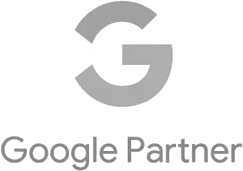 Google Partner logo in grayscale, featuring a stylized "G" above the words "Google Partner"—ideal for your 2025 Home Page.
