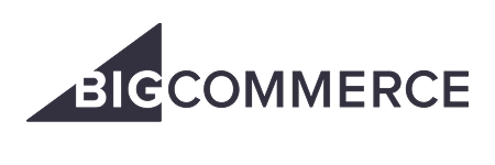 BigCommerce logo with the text "BIGCOMMERCE" and a dark triangular design on the left.