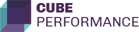 Logo featuring a stylized 3D cube graphic on the left and the words "CUBE PERFORMANCE" in bold, uppercase letters on the right, showcasing the innovative spirit of Cube Performance.