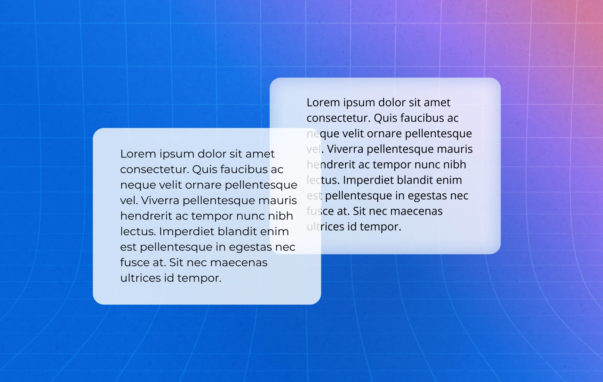 Two overlapping transparent text boxes with placeholder text in Montserrat body font are displayed on a blue and purple gradient grid background, highlighting modern typography.