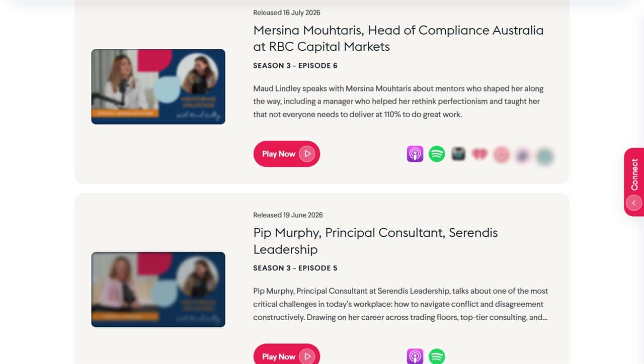 Serendis podcast library with platform links